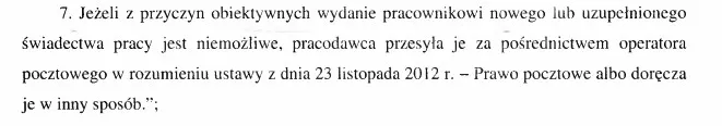 świadectwo pracy - wzór